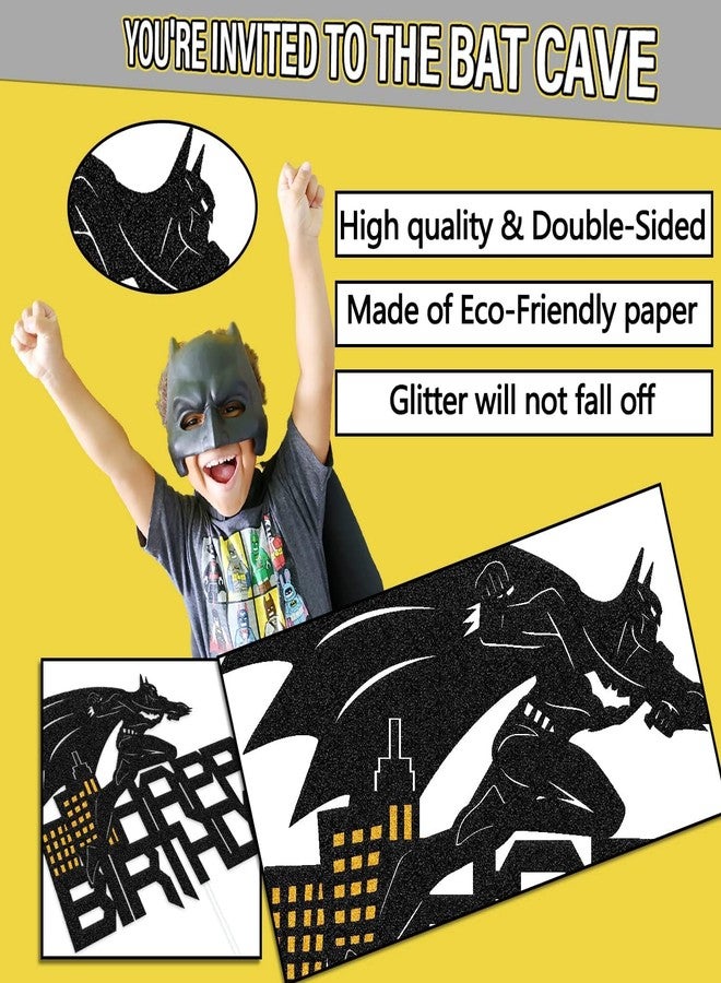 كونفيتي زينة كعكة عيد ميلاد على شكل خفاش خارق - زينة كعكة مستوحاة من أبطال الرسوم المتحركة لأعياد ميلاد الأولاد - تصميم أسود لامع - لوازم وديكورات حفلات أعياد الميلاد - Image 2